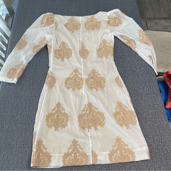 Nidodileda Button Down White and Tan Dress - Picture 8 of 15